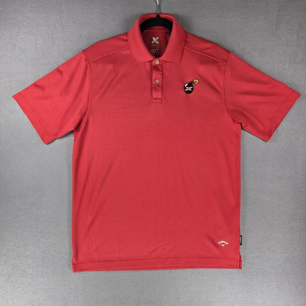 Callaway Golf‎ Shirt X Series Polo Red Mens Medium Stretch Performance Bomb - Picture 2 of 10